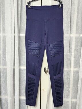 Alo Yoga Navy Blue Moto Leggings S Womens High Rise Athletic Workout Pants